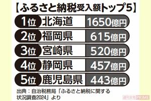 ふるさと納税受入額トップ5