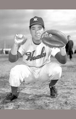 '57年、21歳の野村克也さん。この年、南海捕手として本塁打王に輝く