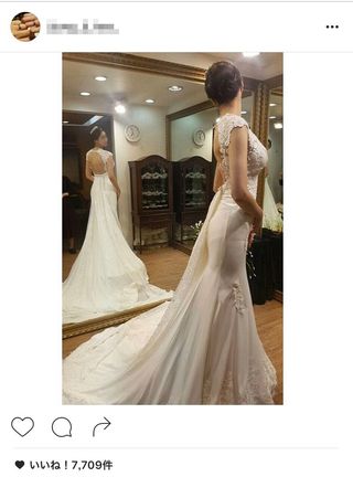 ウエディングドレスに身を包んだユンホの妹（インスタグラムより）