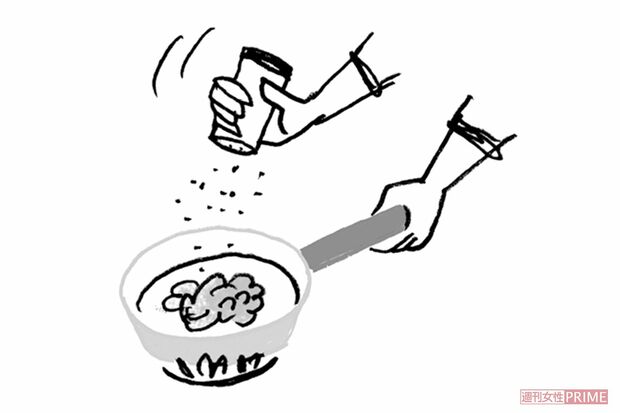 【ひき肉】フライパンで塩炒めにすれば1か月食べられる　イラスト/やのひろこ