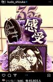 デビュー35周年のお祝いケーキ。紫は食欲を減退させる色だが……