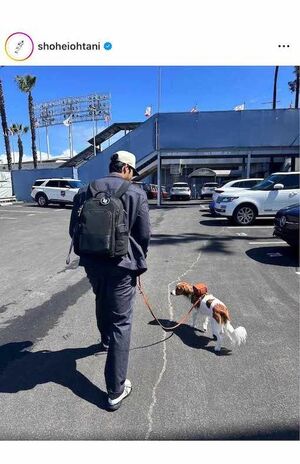 デコピンが背負っていたランドセルが話題になった(大谷のインスタグラムより)