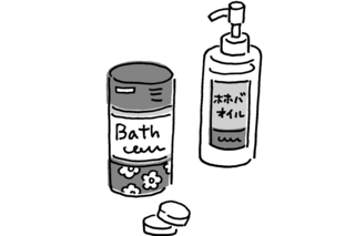 保湿効果の高い入浴剤を使う(イラスト/伊藤和人)