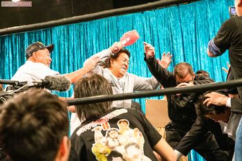 往年の人気レスラーたちが、プライドとベルトをかけて戦い抜く。リングの上で情けはいらない　撮影／矢島泰輔