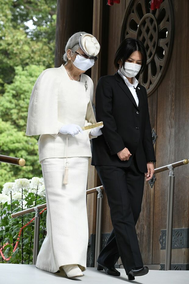 10月28日に『明治神宮鎮座百年祭』のため、参拝された美智子さま。上皇さまや両陛下、秋篠宮ご夫妻もご訪問　クレジットなし