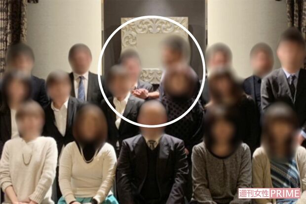 丸印内がＸ教員（左）と加害教員。加害教員がＸ教員の胸倉をつかんでいる