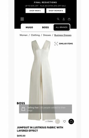 真美子夫人が着用したBOSSのパンツドレスはほぼ売り切れ状態（BOSS公式HPより）