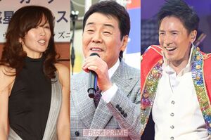 今年もディナーショーを盛り上げる工藤静香（左）、五木ひろし（中）、郷ひろみ（右）