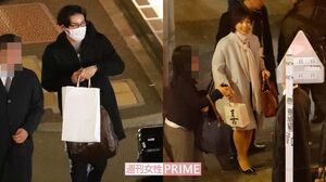 ドラマの打ち上げでの一枚。左はスーツケースを持参した大谷亮平、右はお土産を片手に会場入りする榊原郁恵