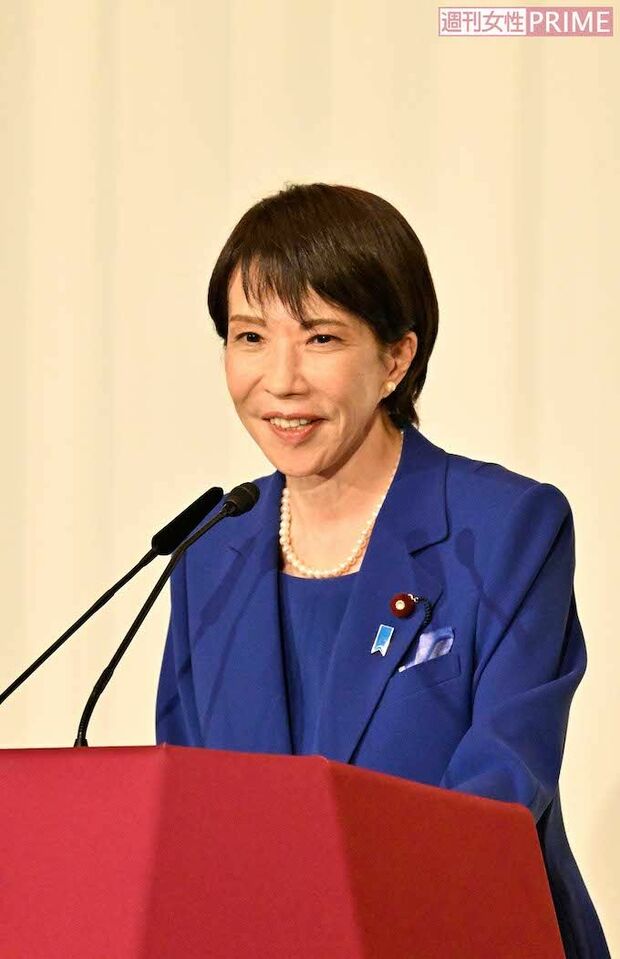 就任記者会見を行った高市早苗新総裁(2025年10月4日撮影、写真/本誌写真班)