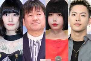 左から橋本愛、佐藤二朗、あの、三山凌輝