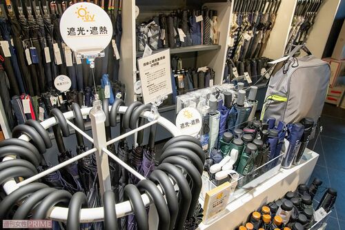 渋谷ロフト店の男性用日傘コーナー　撮影／矢島泰輔