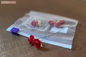 福田が実際にファンに渡しているミニローズ（本人提供）