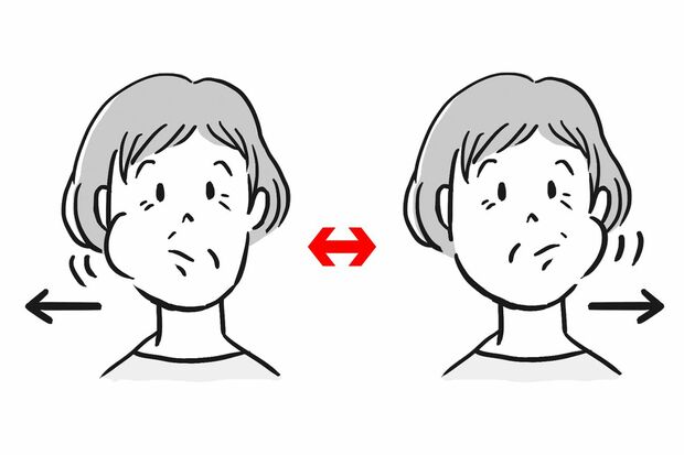 ステップ2「頬を片側ずつ交互に膨らませる」