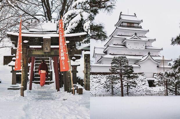 鶴ヶ城内にある笠間稲荷神社。神聖な静けさが漂う