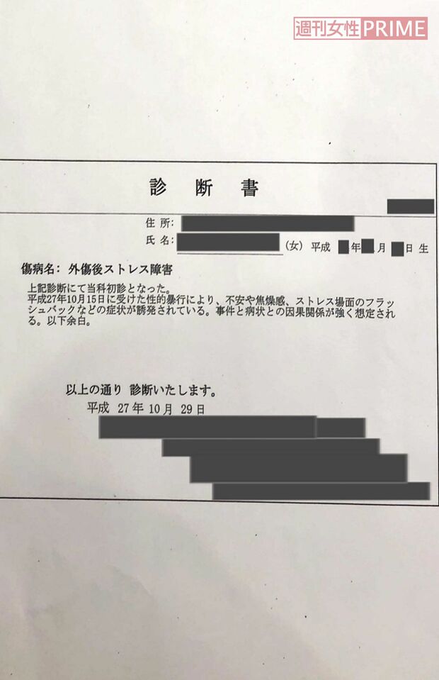 精神科医によるSさんの“外傷後ストレス障害”（PTSD）の診断書