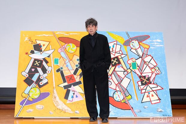 「横尾忠則　寒山百得」展報道発表会での横尾さん（撮影／矢島泰輔）