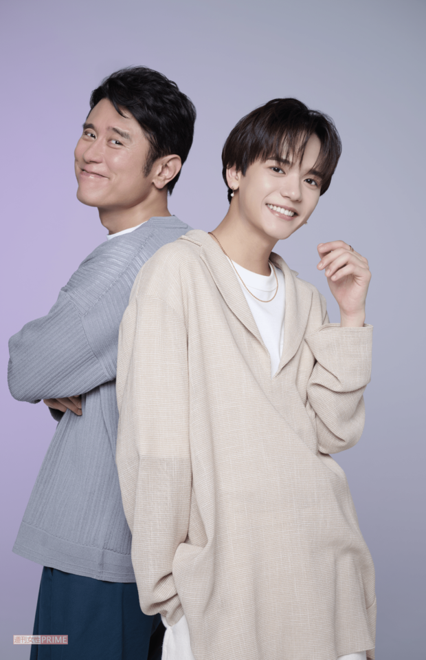 主人公・沖田誠役の原田泰造、大学生・五十嵐大地役の中島颯太（撮影／渡邉智裕）