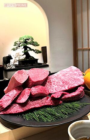 最高においしいお肉料理で、加トちゃんもコースをペロリと完食　撮影／加藤綾菜