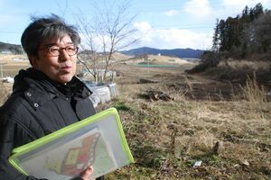 佐々木さんの自宅があった場所。津波にのまれたが、再びここに建てる