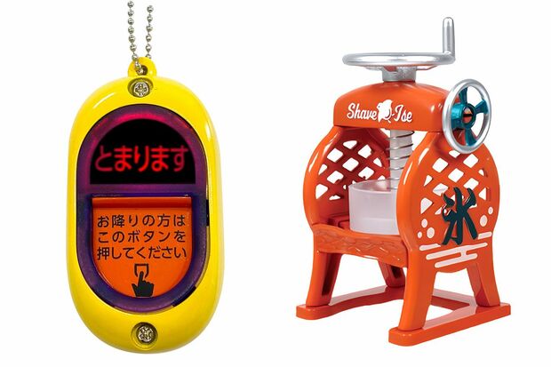 ボタンを押すと「次、止まります」といった音声が流れる『バスの降車ボタン』や、実際に氷が削れる『レトロかき氷器』などユニークな商品も