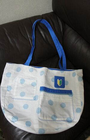 幼なじみの初出産祝いにN子さんが手作りした育児バッグ。初心者マークが愛らしい