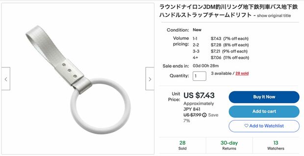 つり革（画像はeBayより）