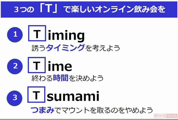 3つの「T」で楽しいオンライン飲み会を