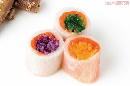 サーモンと彩り野菜の砧巻き　撮影／矢島泰輔