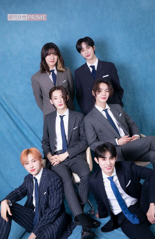 OnlyOneOfのメンバー（左から時計回りに）ジュンジ、ナイン、キュビン、ミル、リエ、ユジョン  撮影／矢島泰輔