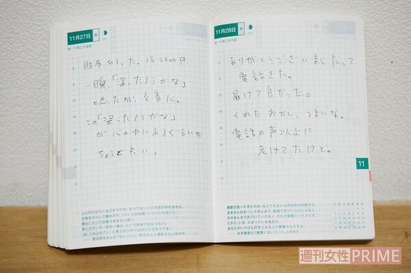 ＜20代前半、男性、大学生＞志良堂さんが、初めて買い取った手帳だそう。クスッと笑える“本音”が満載　撮影／山田智絵
