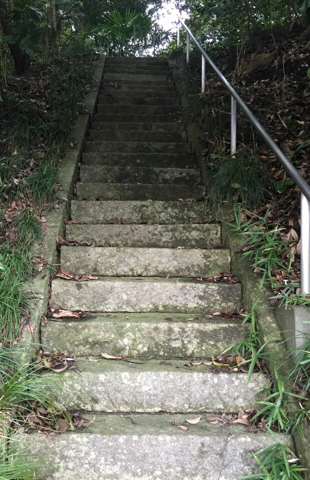 男厄除坂は男の厄年を払うためにつくられた坂で総数44段。この上には、大師堂がある