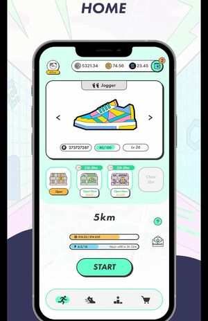 『STEPN』の操作画面（AppStoreより）