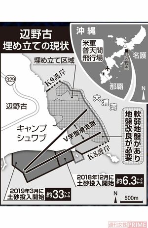 辺野古埋め立ての現状 ※図は取材をもとに編集部が作成