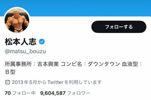 高騰しているフィギュアをプロフィール画像に設定している松本人志（本人の公式『X』より）