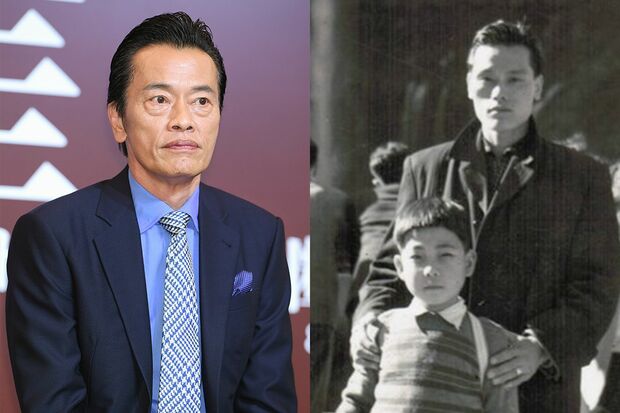 遠藤憲一の幼少期、父と。2014年に「エンケンすぎる」とツイートされ1万件近くリツイートされた(本人のSNSより)