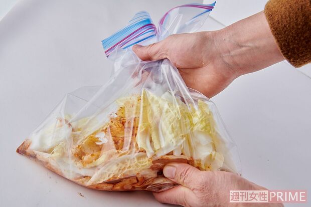 即席の浅漬けキムチはおつまみにもピッタリ！（撮影／山田智絵）