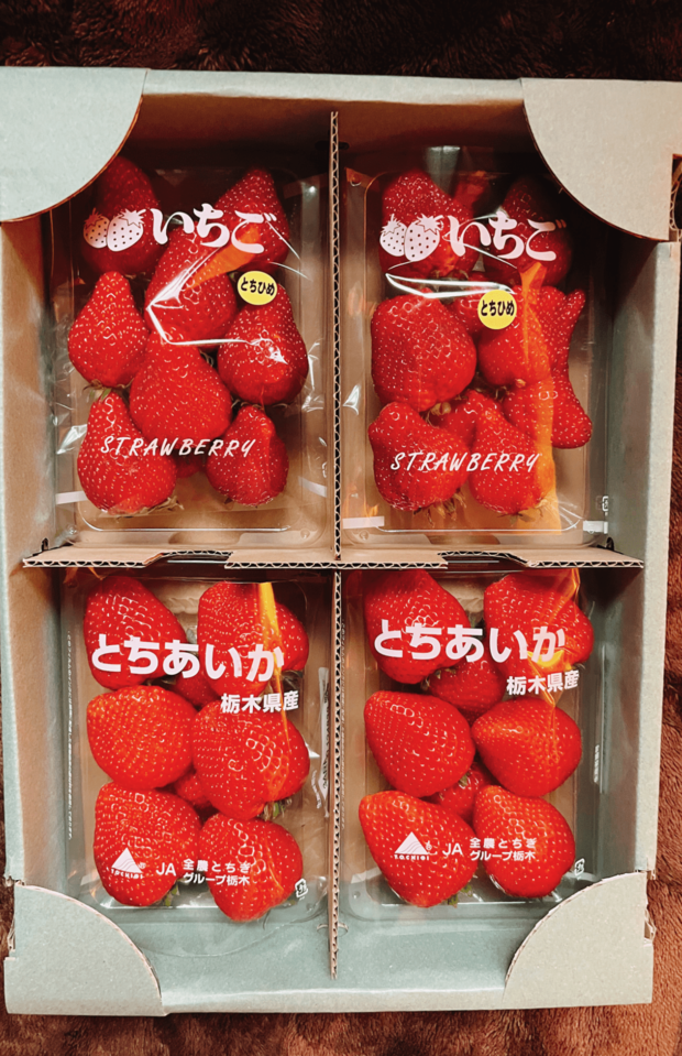猪野さんが作る『とちあいか』と『とちひめ』。希少品種の『とちひめ』は真っ赤で水分もたっぷり
