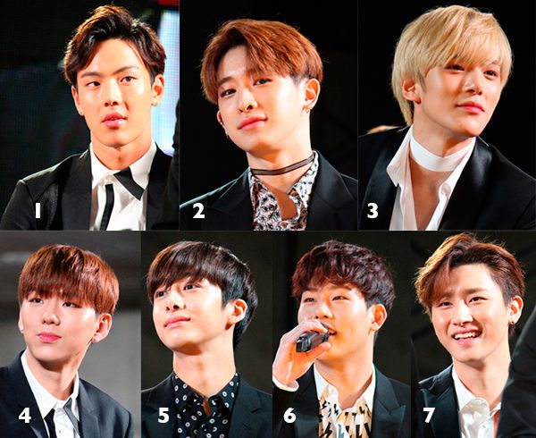 写真／MONSTA Xのメンバー。1＝ショヌ、2＝ウォノ、3＝ミンヒョク、4＝ギヒョン、5＝ヒョンウォン、6＝ジュホン、7＝I.M.