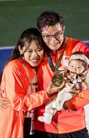 山田真樹選手を15年間支え続けてきた妻の鮎美さん。'25年7月には第1子となる長女が生まれた(c)2025U-8,Inc.PhotobyHiharuTakagi