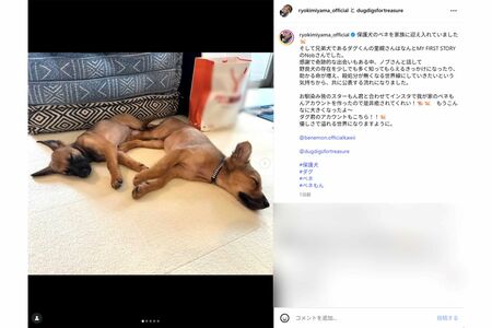 新しい家族を紹介した三山凌輝(本人インスタグラムより)