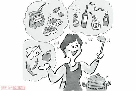 「カレーには思いつきで何でも入れちゃうから、あとで再現は絶対無理!」(イラスト/Asupan)