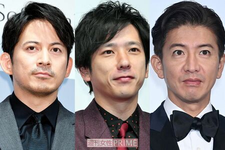 （左から）独立を発表した岡田准一、二宮和也、エージェント契約を結ぶと発表した木村拓哉
