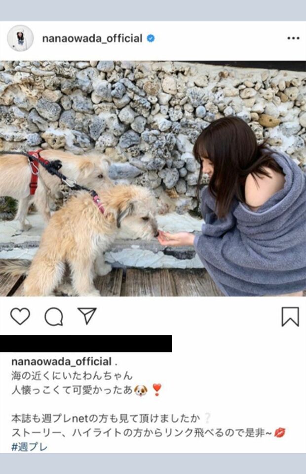 元AKB48・大和田南那のインスタグラムより（修正後）