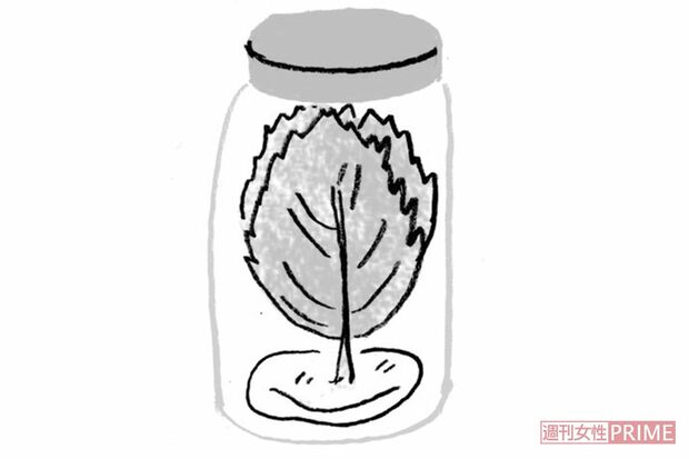 【青じそ】濡らしたコットンと一緒にびんに入れて　イラスト/やのひろこ