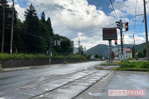 例年なら人でごった返す、フジロック会場近くの横断歩道（'20年8月）