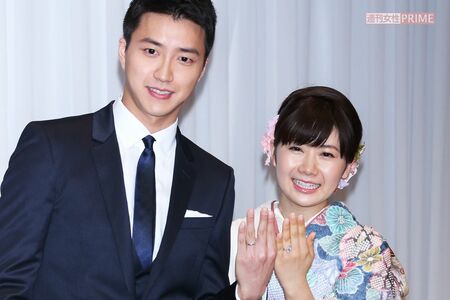 江宏傑選手と福原愛(2016年)