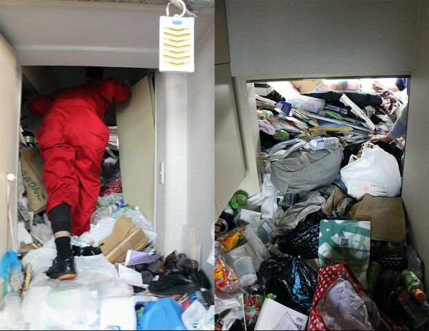 （左）よじのぼって、茶室のようににじって入る／（右）中にもにじり口。茶室では「刀など持って入れない」という意味があるが、ここには何の意味があるのだろうか