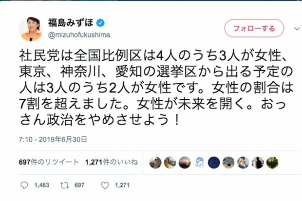 炎上中している福島みずほ議員のツイート