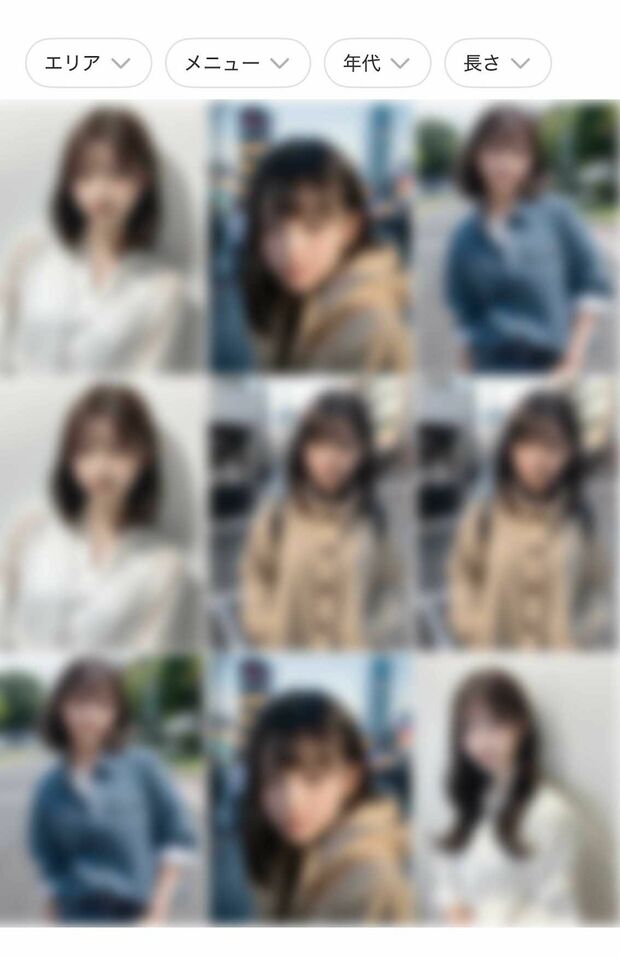AIで生成したようにみえるヘアカタログ(ホットペッパービューティーより)